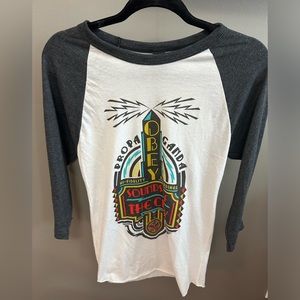 OBEY PROPAGANDA | Women’s Small City Sounds Raglan Baseball Sleeve Gray White
